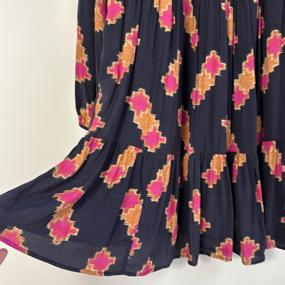Anthropologie Navy and Pink‎ Balloon Sleeve dress - Size Medium NWOT - Picture 7 of 12